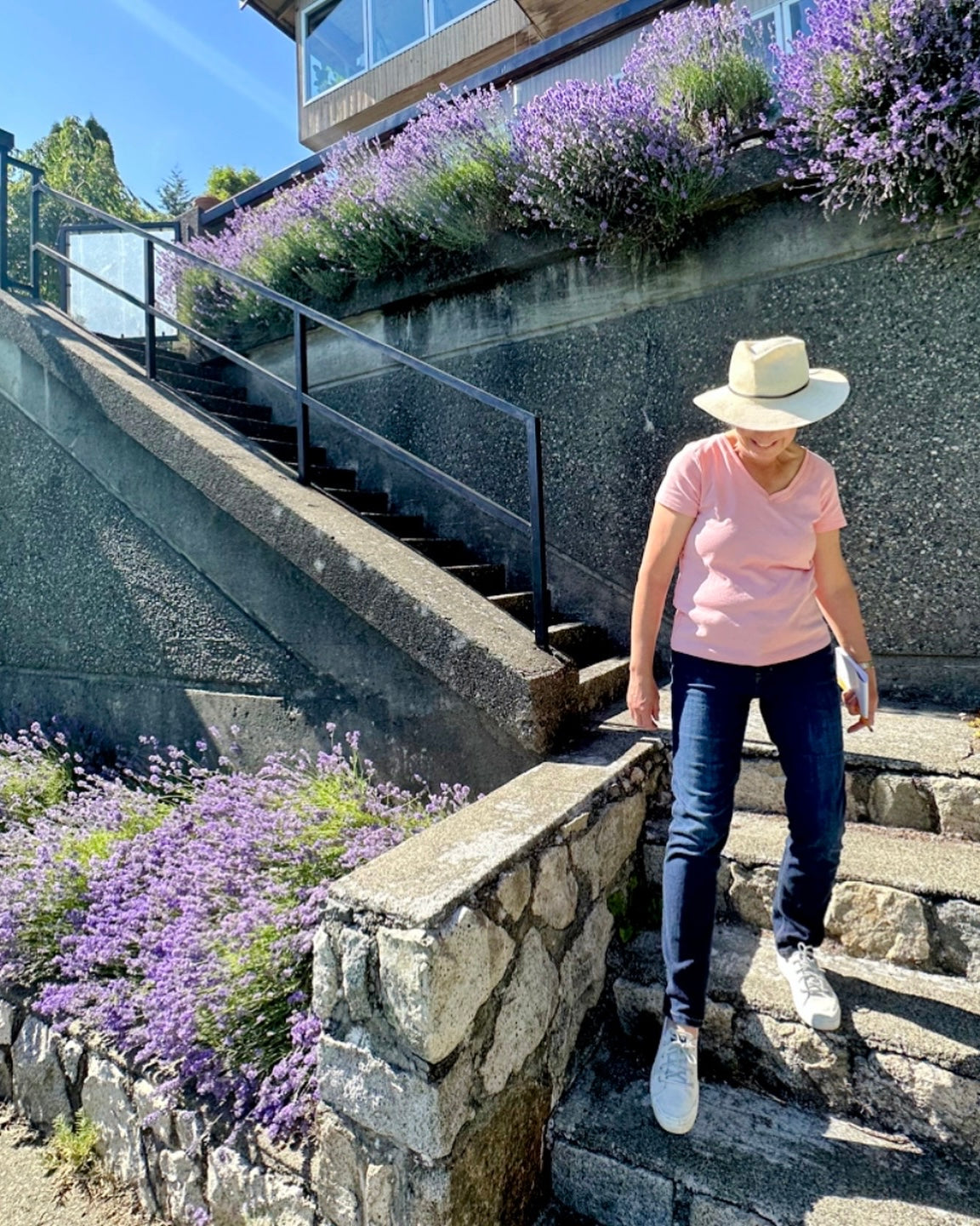 Your product, shot on the lavender stone staircase