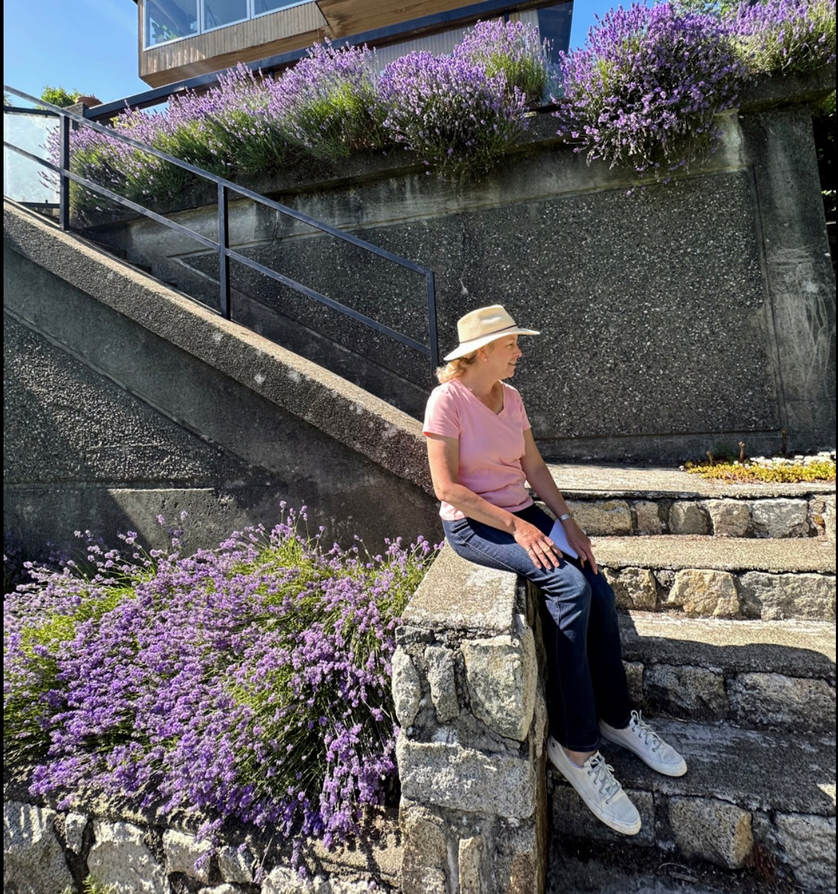 Your product, shot on the lavender stone staircase