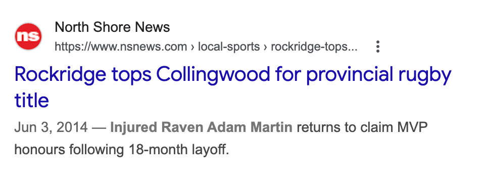 Search result snippet from North Shore News with article title and link.