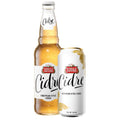 Stella Artois Cidre bottle and can on a white background