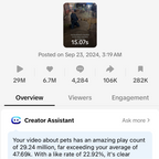 Video analysis screen with metrics and engagement details on a smartphone app.